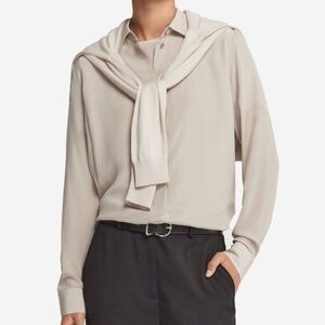 Falconeri Silk Collared Shirt size small tanned / beige